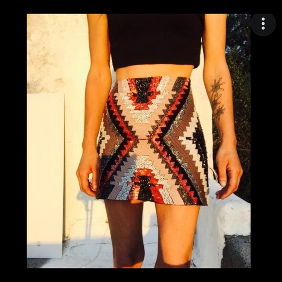 Zara Aztec beaded skirt xs